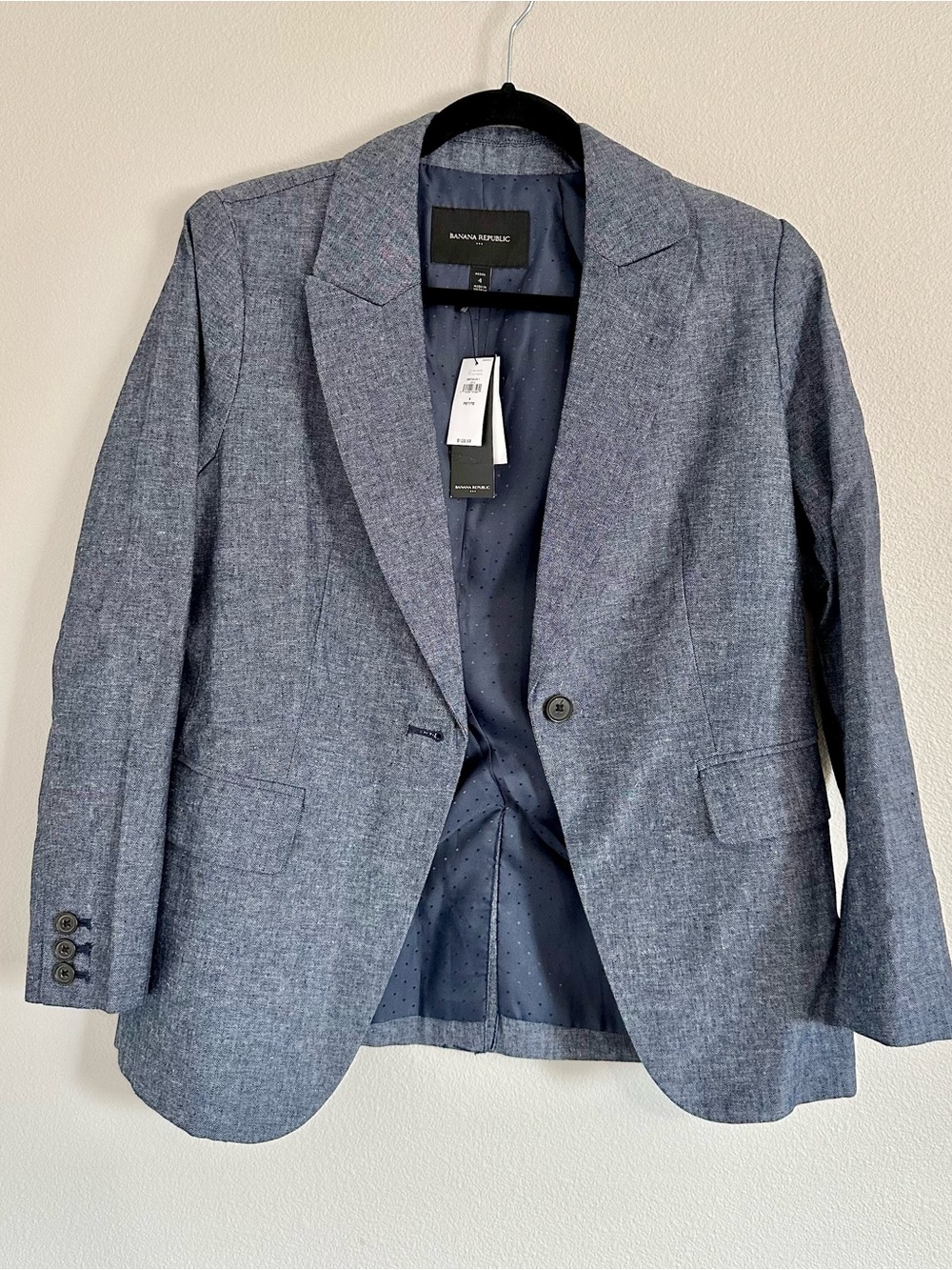 Banana Republic Women’s Blue Heathered Blazer Tailored Single Button Size 4